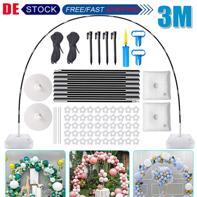 Ballonbogen Set Gold/Weiß - Aluminium Halterung Mit 30 Klammern & Handpumpe