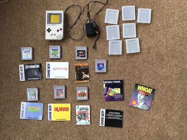 Nintendo Game Boy Original Console Grey (working), 7 games and mains adaptor