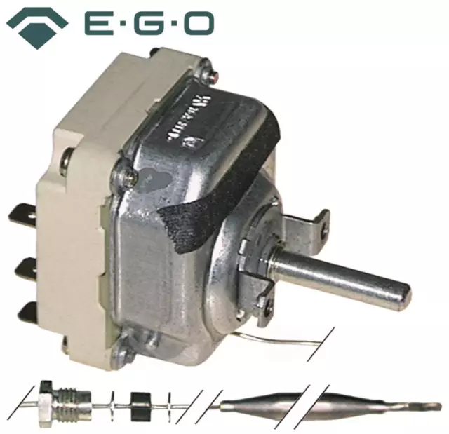 EGO 55.34044.020 Termostato 3-polig Sonda Ø 6x117mm 3NO 95-220°C 23mm Sopra