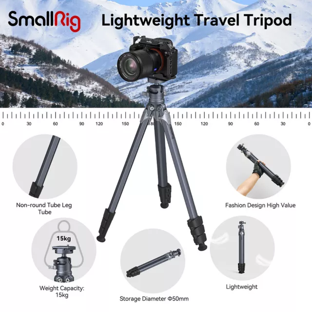 SmallRig Travel Tripod Lightweight Camera Tripod Stand Ball Head 15KG Load-3987