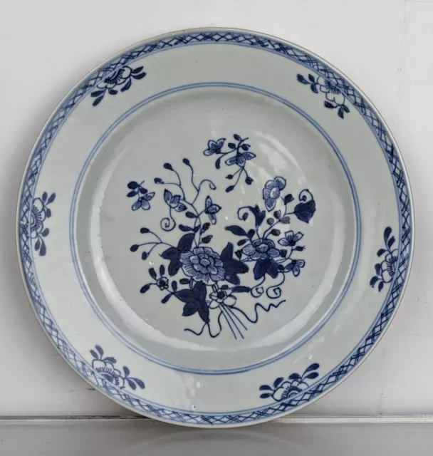 Antique 18c Chinese Export Porcelain China Blue & White Qianlong Plate c1780 NR