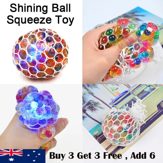 Shining Mesh Squish Ball Sensory Anti Stress Relief Abreaction Grape Squeeze Toy