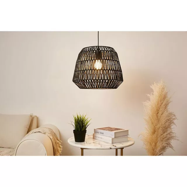 Pendelleuchte Timber Pearl Schwarz Papier Ø40cm max. 20W E27 Lampe kürzbar