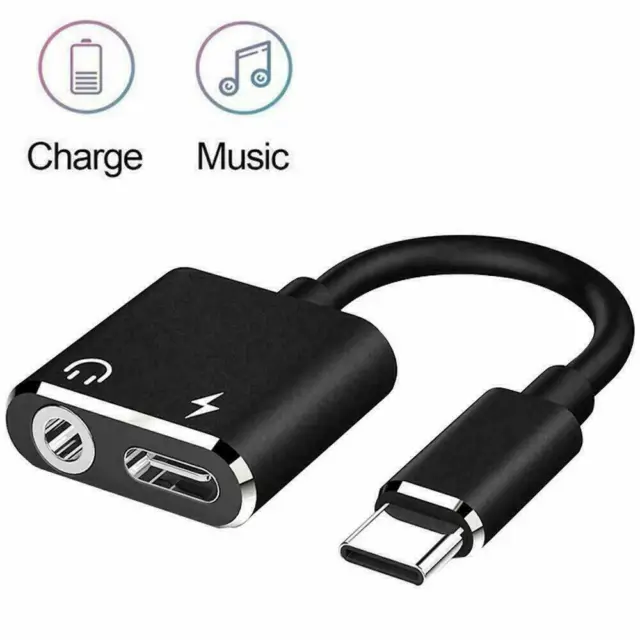 Type-C to 3.5mm Jack AUX Audio Headphone USB-C Charging Adapter Splitter Cable