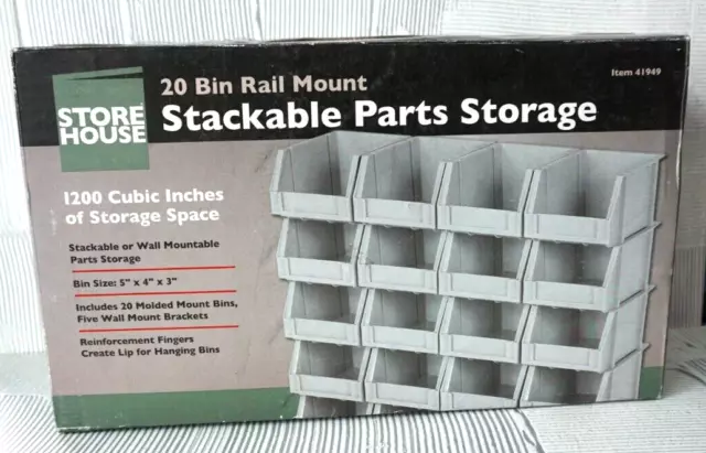 20 Bin Rail Mount Stackable Parts Screw Storage Organizer NEW
