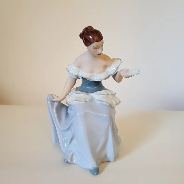 Vintage Royal Dux Bohemia Czech Republic Porcelain Figurine Lady with Mirror