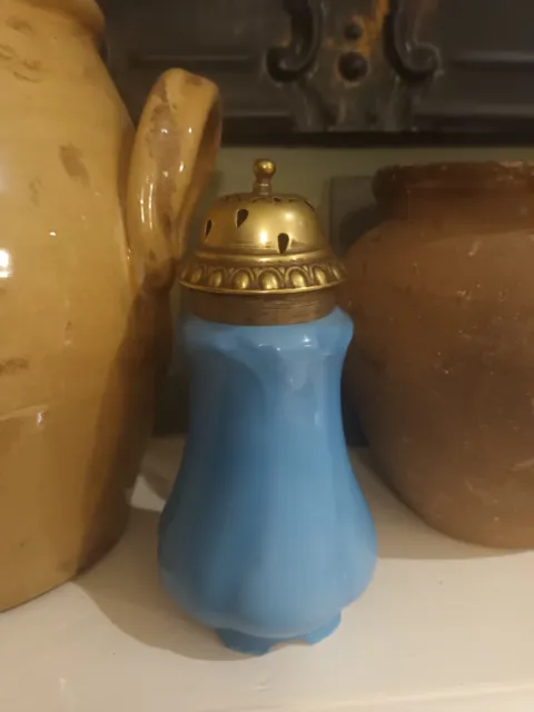 Antique Blue Opaline Glass Sugar Shaker