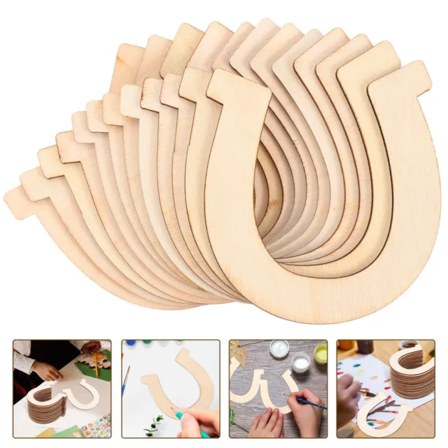 48 piezas Chips de herradura Recortes de madera para hacer manualidades Sombrero de vaquero Niño