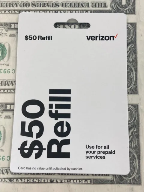 Verizon Prepaid Refill Card $50, Physical Card