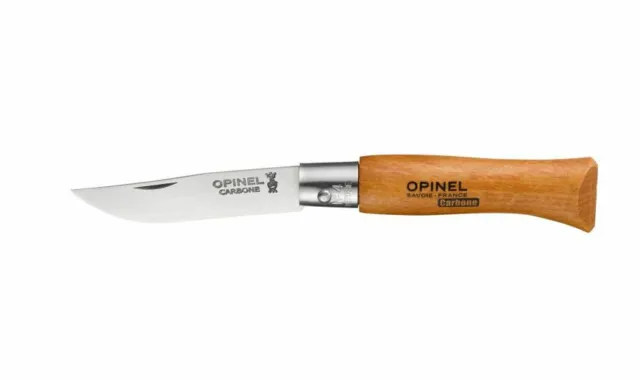 1 x couteau OPINEL 4 ACIER carbon steel knife blade manche hetre folding