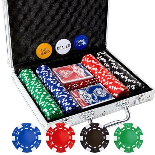 Poker Chips Set, 200PCS Deluxe Poker Set with Aluminum Travel Case, Casino