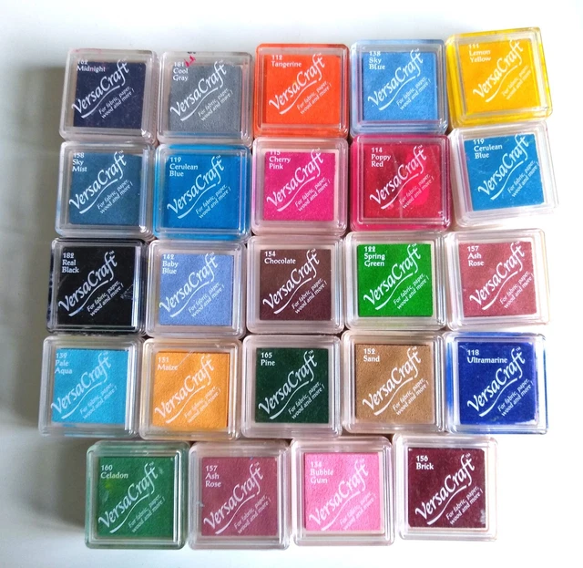 24 almohadillas de tinta pequeñas Tsukineko VersaCraft, variedad de colores, 