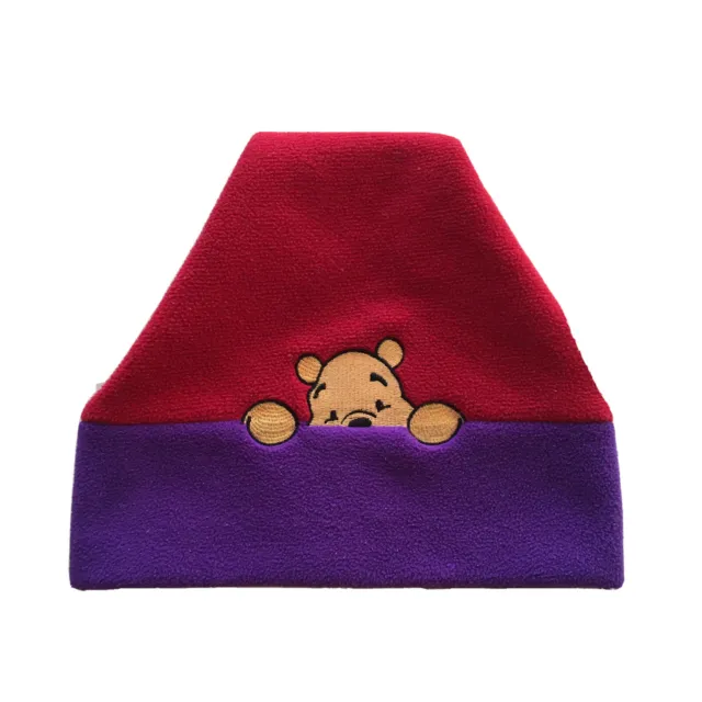 Vintage Winnie The Pooh Beanie Hat Disney Kids Red Purple Winter Ski Snow 90s