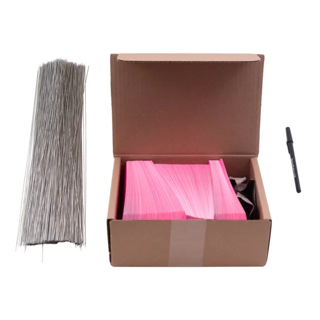 250 Pc Box Pink Warning - No Oil Tags Heavy Card Stock Reinforced Eyelet Labels