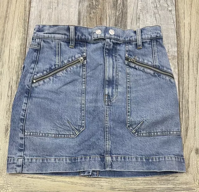 NWT Frame Denim Moto Zip Mini Skirt In Ledgewood Size: 26