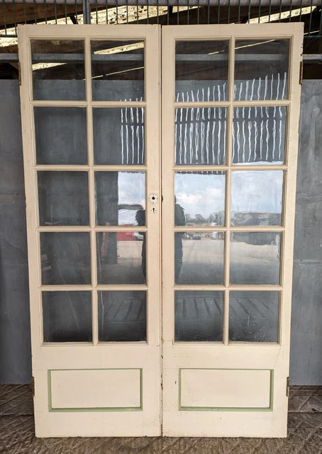 A Pair Of Reclaimed Neo-Georgian External Glazed Painted Pine Doors Dp0454
