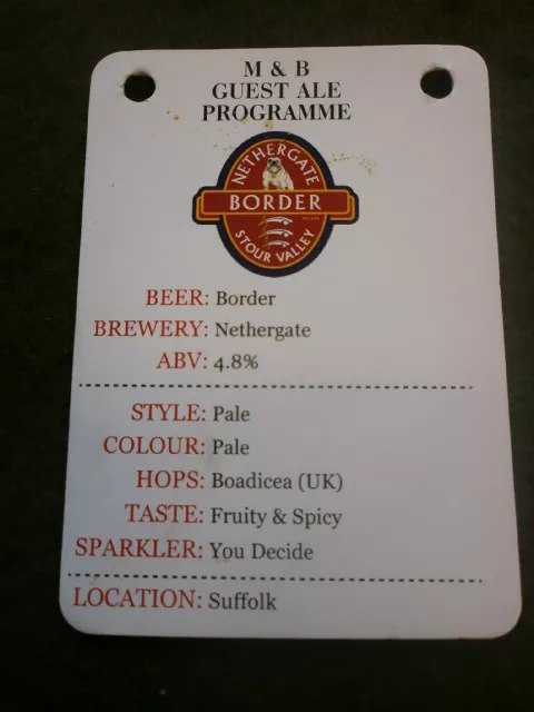 Beer Pump Clip Info Card - Nethergate Border