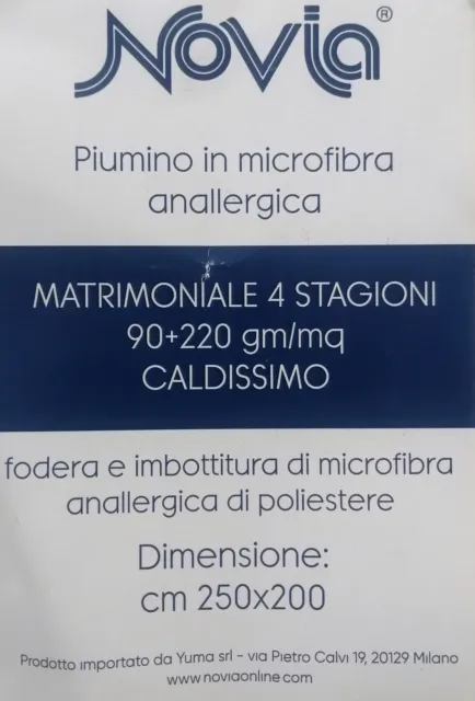 Novia Piumino Due Piazze 4 Stagioni 90gm/mq+220gm/mq In Microfibra Anallergica