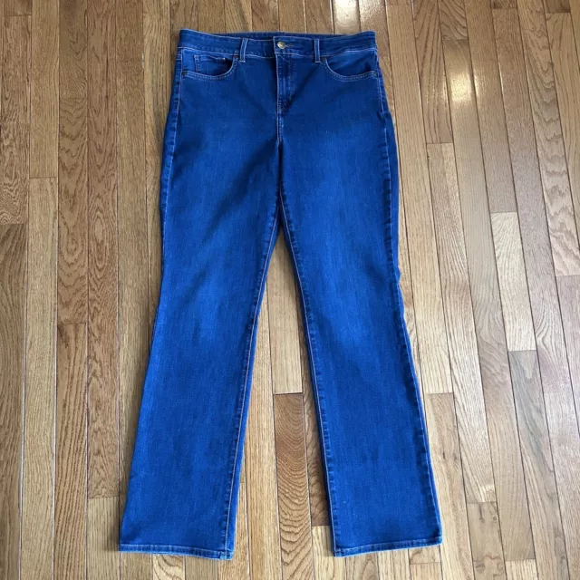 NYDJ Womens Jeans Size 12 Blue Marilyn Straight Lift Tuck Stretch Med Wash Denim