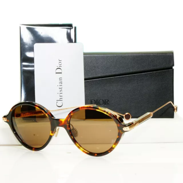 Authentic Dior Womens Sunglasses Round Umbrage Havana Brown N3 Gold 0X3TN