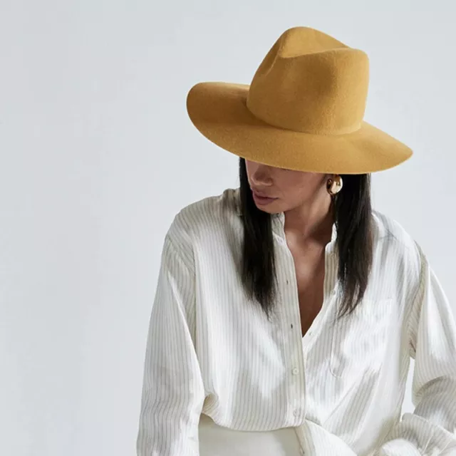 NWT Janessa Leone Emile Gold Hat Size Medium