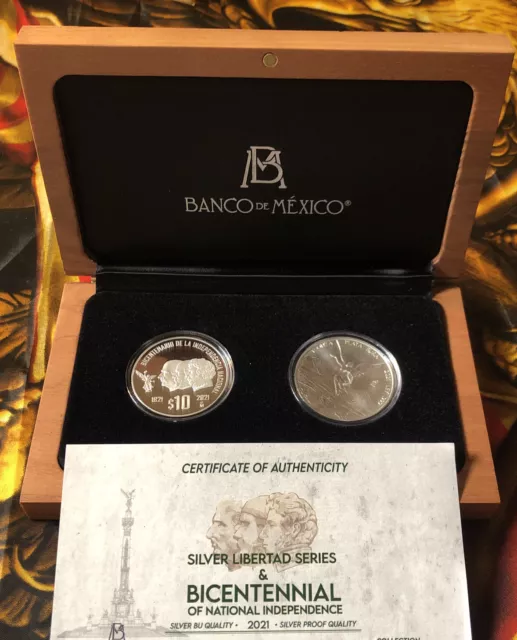 2021 Banco De Mexico Silver Libertad Series & Bicentennial Box Set