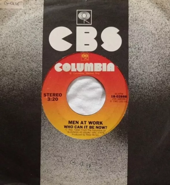 Männer bei der Arbeit - Who Can It Be Now Vinyl 7" Single.1981 Columbia 18 02888.