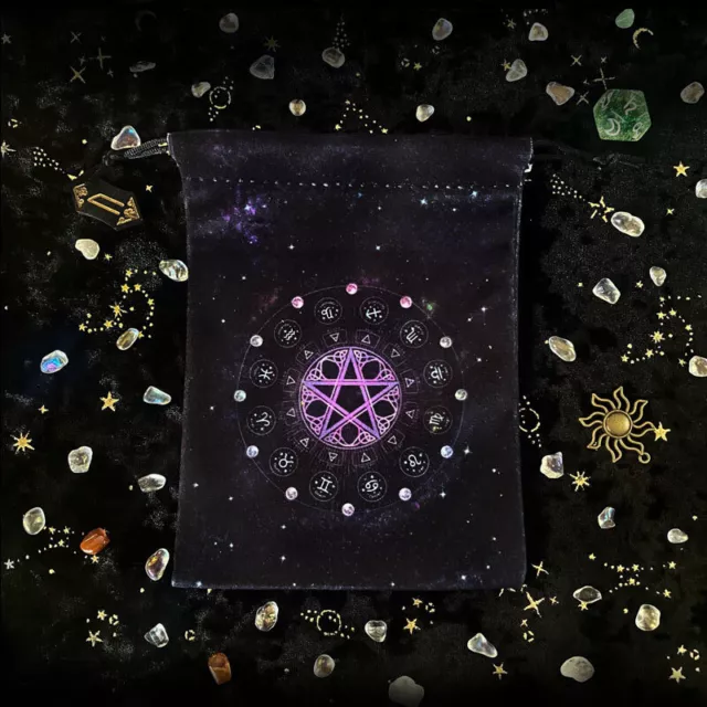 Samt Altar Tarot Karten Tasche Tuch Tischdecke Hexen Sternbild Pentagramm Weich