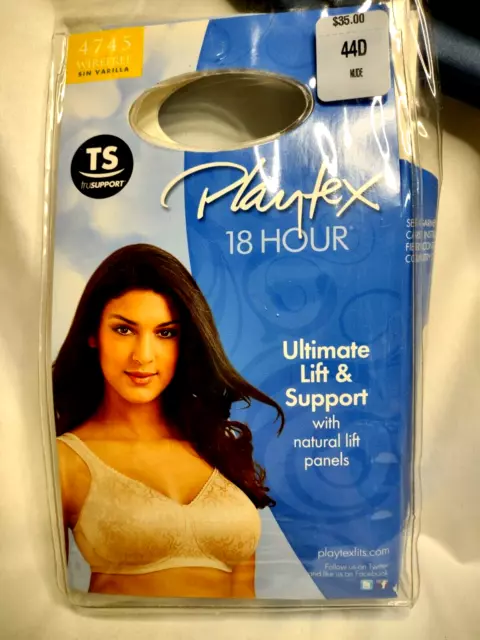 Playtex 18 Hour Ultimate Shoulder Comfort Wireless Bra Natural Beige 44D  Women's 