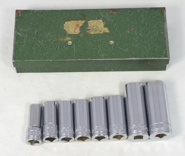 Juego de enchufes métricos profundos de 3/8" de colección SK EE. UU. con estuche