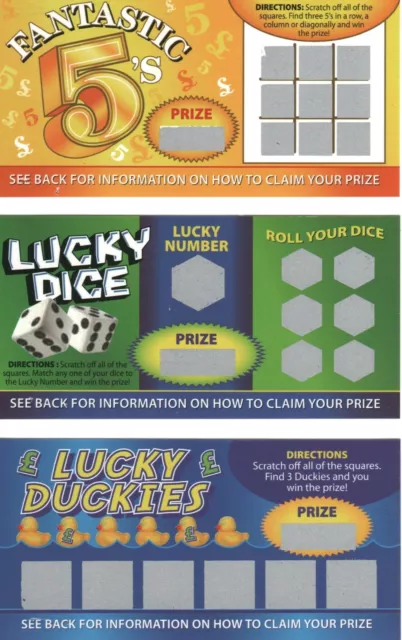 Joke Lotto Tickets - 3x Fake Winning Scratch Cards Jackpot Lottery Ticket Prank