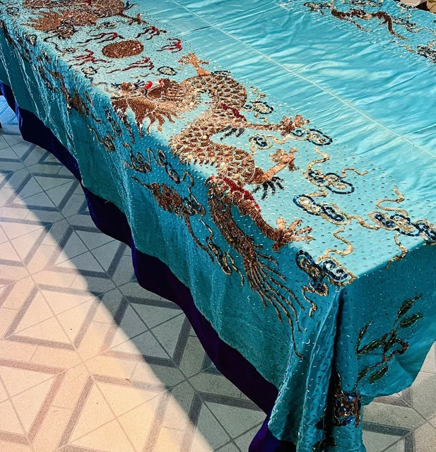 Antique Chinese Theatrical Silk Sequined Bats Dragons Banner/Garment