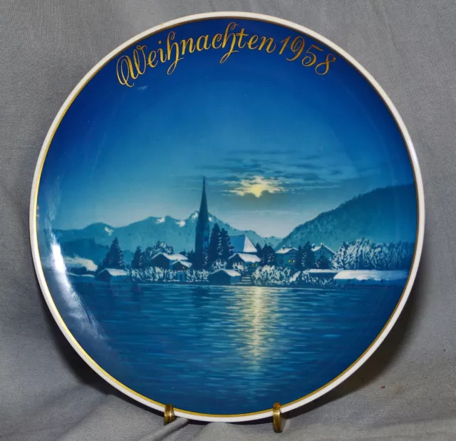 Piatto Natale Rosenthal, 1958, " Vigilia di Natale ", Willy Hein, Dipinti Mano