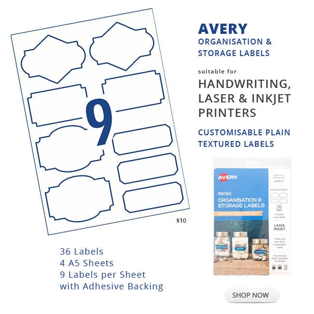 Avery labels stickers pantry kitchen canister label printable custom to 