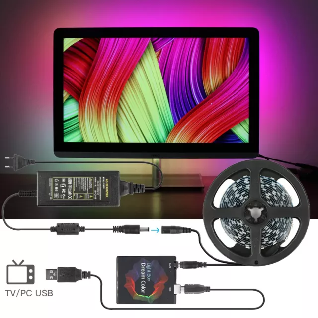 Dynamic DIY Backlight LED Strip Light Kit Smart Addressable RGB TV PC Monitor