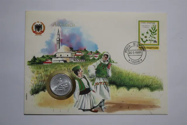 🧭 Albania 1 Lek 1969 Coin Cover B53 #3