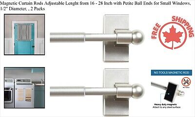 Magnetic Curtain Rods Adjustable Lenght from 16 - 28 Inch with Petite Ball En...