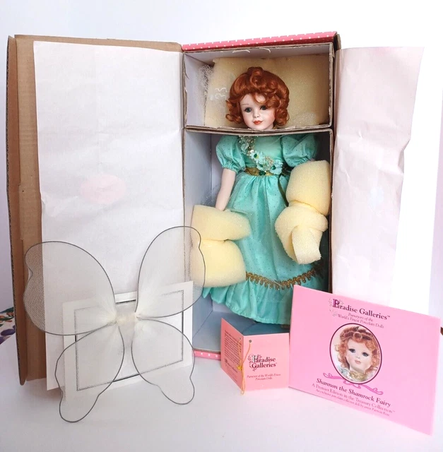 Paradise Gallery “Shannon The Shamrock Fairy” 13" Porcelain Doll NOB W/ COA #