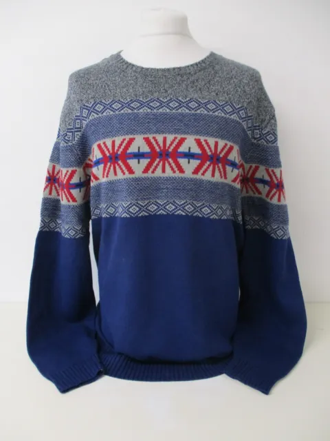 Fairisle Icelandic Jumper, ROUTE 66 Sweater, Blue, XX Large, To Fit 46" Chest