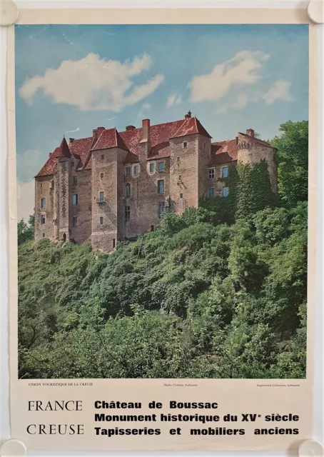 Affiche Tourisme France CHATEAU DE BUSSAC Creuse Ann. '60