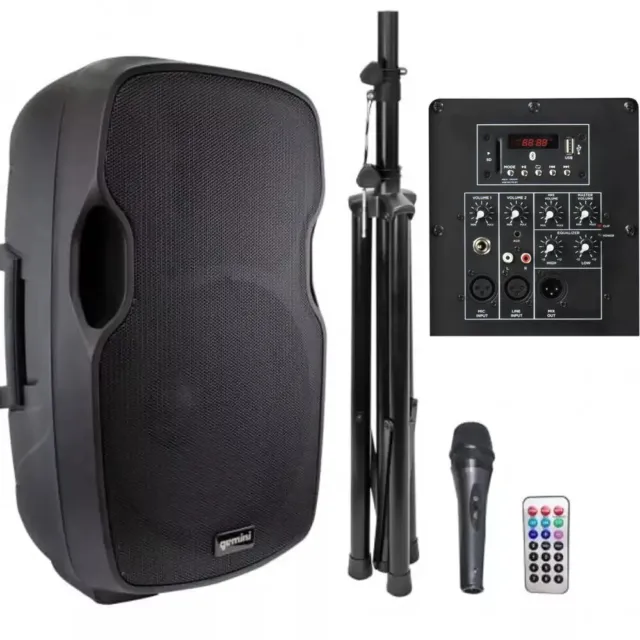 GEMINI AS 15 BLU PACK kit cassa supporto microfono telecomando per karaoke ecc.