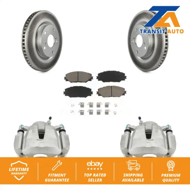 Front Brake Caliper Coated Rotors & Ceramic Pads Kit For Toyota RAV4 Scion tC iM