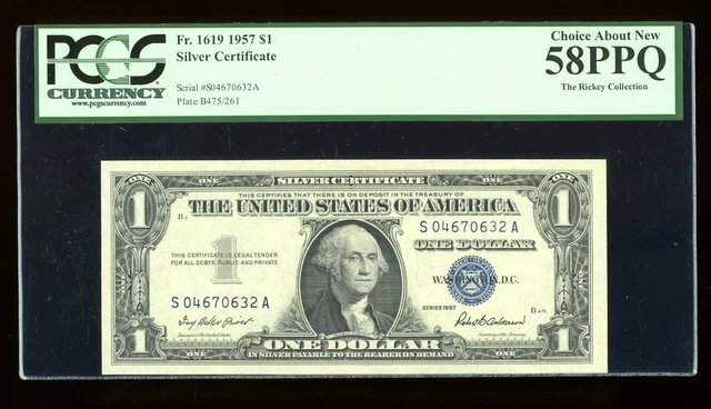 DBR 1957 Silver Fr. 1619 SA Block PCGS 58 PPQ Serial S04670632A