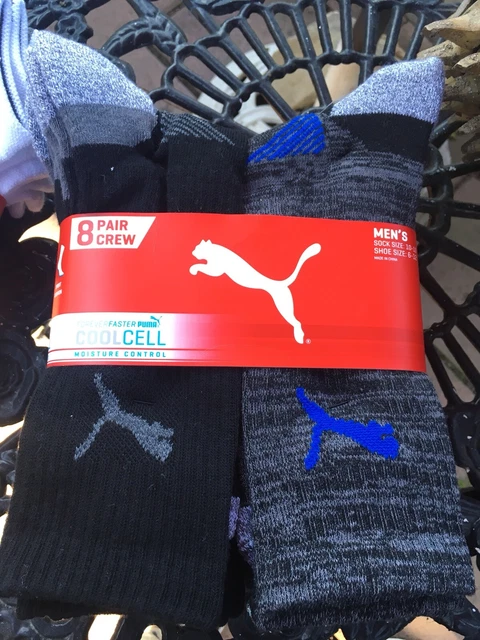 Men Puma Mid Calf Socks 8-pair Mens Crew Sock - Black