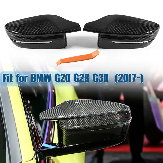 2X Real Carbon Fiber G8X Style Side Mirror Cover Cap For BMW G20 G28 G22 G30