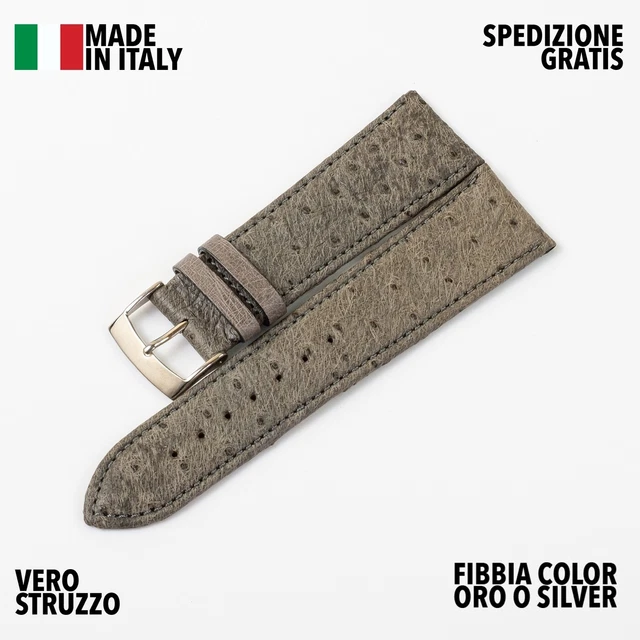 Cinturino Pelle Di Struzzo Vera Handmade Vietnam - Sgancio Rapido - Larghezze 14-24mm