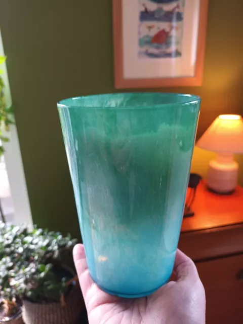 Whitefriars Art Glass Vase c 1930s Cloudy Green Sky Blue Marriott Powell Rare 2