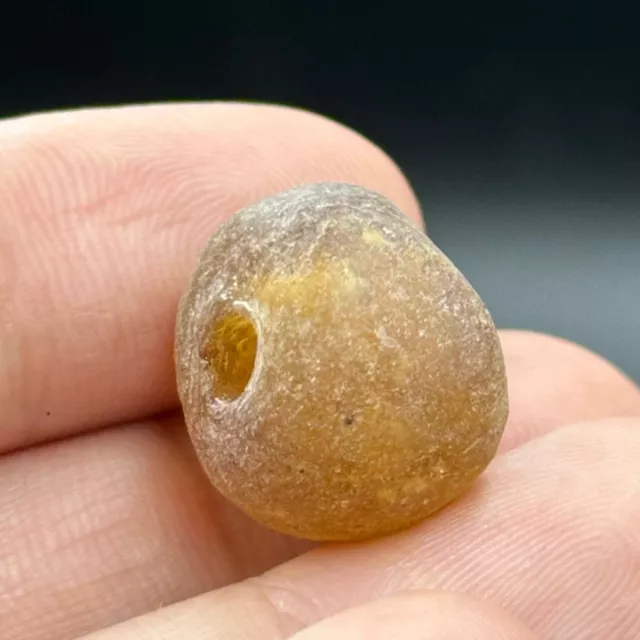 Scarce Ancient Roman Amber Stone Unique Old Bead In Mint Condition