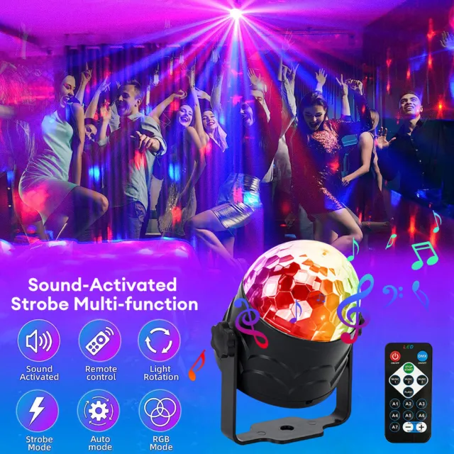 UK RGB LED Disco Ball DJ Party Light Effect Strobe Remote Sound Activated Lamp