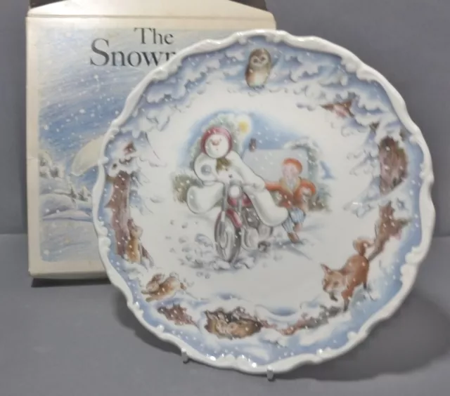 Royal Doulton The Snowman Motorbike Ride Plate 1St Quality Original Box 1987